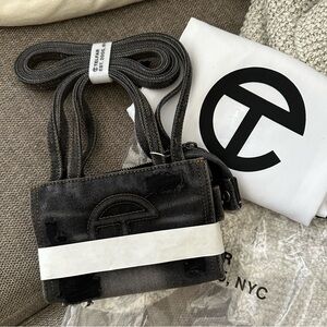 Telfar Small Distressed Denim Shopper - Black